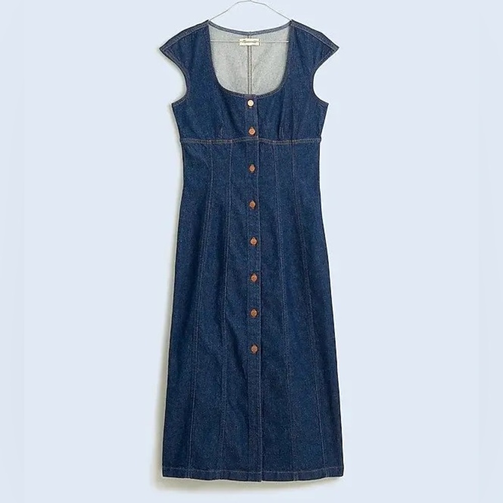 Madewell Indigo Denim Button-Front Sleeveless Dress